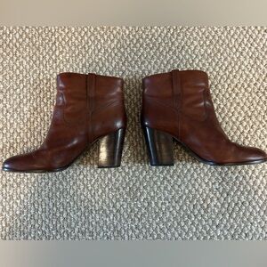 Frye brown leather healed booties size 10M
